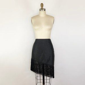 Faux Leather Fringe Skirt